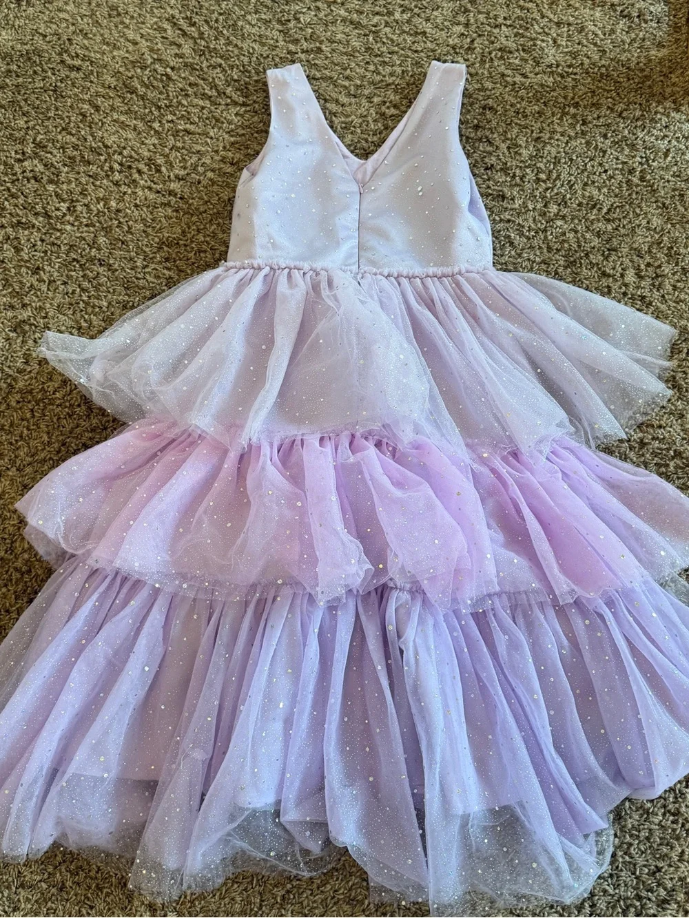 Lola + The Boys Lilac Sparkle Tiered Tulle Dress